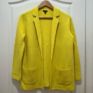 Talbots Women’s Size P Yellow Wool Blend Open Front Cardigan Blazer